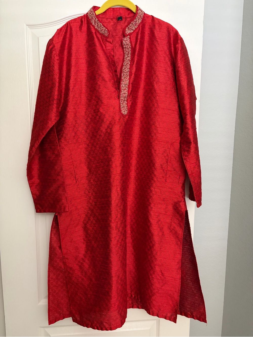 Red Woven Design Silk Blend Kurta Tunic Size 42